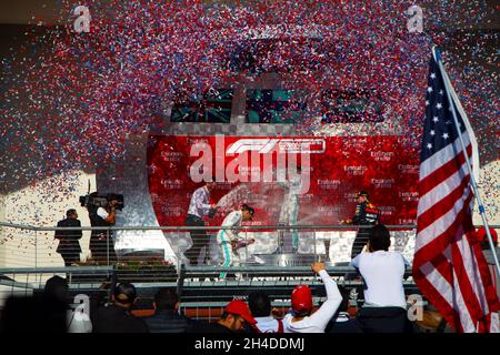 AUSTIN, USA - 03. Nov 2019: Die Siegerehrung beim Grand Prix der Vereinigten Staaten in Austin Stockfoto