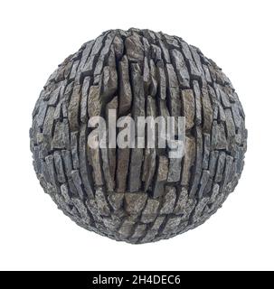 Eine Kugel aus Steinen, die auf weißem Hintergrund isoliert sind Stockfoto