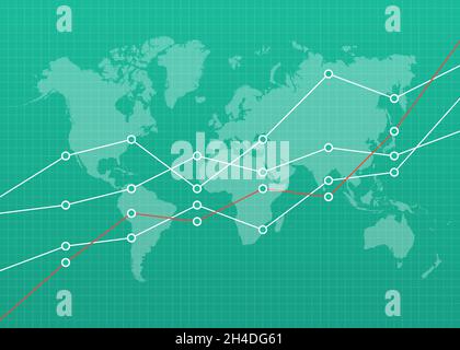 Hintergrund des Finanzdiagramms mit Weltkarte Stock Vektor