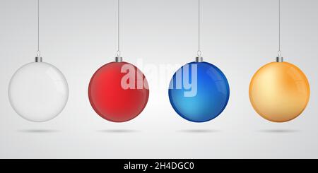 Weihnachtskugeln mit Schatten gesetzt Stock Vektor