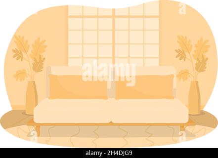 Wohnzimmer orange Innenraum 2D Vektor isolierte Illustration Stock Vektor