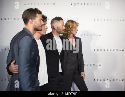 (L-R) Jamie Dornan, Cillian Murphy, Regisseur Sean Ellis, Anna Geislerova besuchen die britische Premiere von ANTHROPOID im BFI Southbank, London. Dienstag, 30. August 2016. Bildnachweis sollte lauten: Isabel Infantes / EMPICS Entertainment. Stockfoto