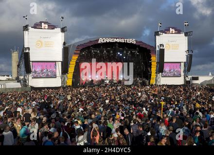 Rockband The Vaccines spielt am Samstag, 12. August 2017, auf der Hauptbühne des Boardmasters Festival 2017 in Watergate Bay, Newquay, Cornwall.Bild datiert: , 2017. Bildnachweis sollte lauten: Isabel Infantes / EMPICS Entertainment. Stockfoto