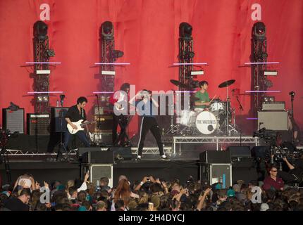 Rockband The Vaccines spielt am Samstag, 12. August 2017, auf der Hauptbühne des Boardmasters Festival 2017 in Watergate Bay, Newquay, Cornwall.Bild datiert: , 2017. Bildnachweis sollte lauten: Isabel Infantes / EMPICS Entertainment. Stockfoto