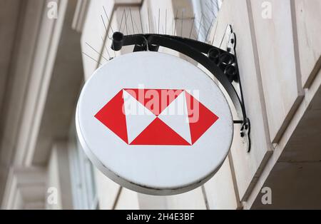 Ein Logo vor einer Niederlassung der HSBC Bank in London. Bild datiert: Mittwoch, 23. Januar 2019. Bildnachweis sollte lauten: Isabel Infantes / EMPICS Entertainment. Stockfoto