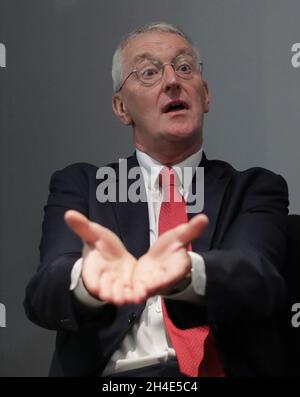 Hilary Benn, Vorsitzende des Brexit-Ausschusses des Unterhauses, spricht auf einer Randveranstaltung am dritten Tag der Labour Party Conference im Brighton Center in Brighton. Bild datiert: Montag, 23. September 2019. Bildnachweis sollte lauten: Isabel Infantes / EMPICS Entertainment. Stockfoto