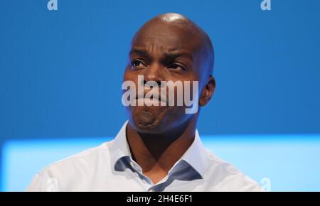 Shaun Bailey, Kandidat der konservativen Partei für den Londoner Bürgermeisterwahlkandidaten 2020, sprach am dritten Tag der Konferenz der Konservativen Partei im Manchester Convention Center. Bild datiert: Dienstag, 1. Oktober 2019. Bildnachweis sollte lauten: Isabel Infantes / EMPICS Entertainment. Stockfoto