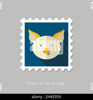 Pig flat Stempel. Vektorgrafik Tierkopf, Folge 10 Stock Vektor