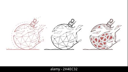 Set von Weihnachtskugeln in einem geometrischen Stil auf weißem Hintergrund. Kreative polygonale Vektordarstellung Stock Vektor