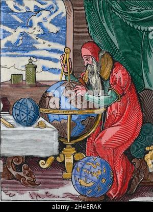 Europa. Deutscher Astronom und Kosmograph. 16. Jahrhundert. Spätere Färbung. Stockfoto