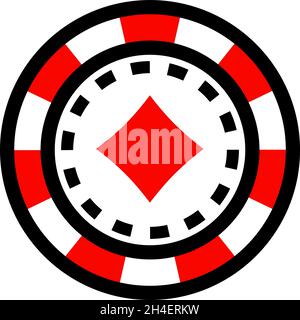 Casino-Chip-Symbol, Poker-Chip-Vektor-Symbol-Logo, Casino-Chips für Poker oder Roulette.Vektor-Illustration isoliert auf weiß. Stock Vektor