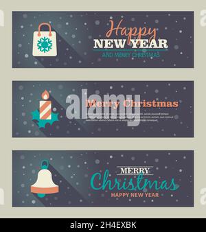 Satz Weihnachtsbanner. Vektorgrafik EPS 10 Stock Vektor