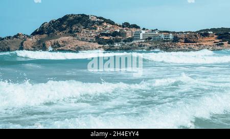 Cala Agulla Landschaft im filmischen Look auf Mallorca, Spanien Stockfoto