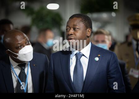 Glasgow, Großbritannien. Präsident von Togo, Faure Gnassingbé, bei der 26. UN-Klimakonferenz, bekannt als COP26, am 2. November 2021 in Glasgow, Schottland. Foto: Jeremy Sutton-Hibbert/Alamy Live News. Stockfoto