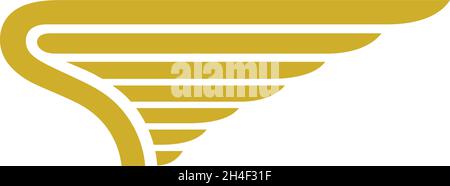 Goldenes Streifenlogo. Adlerflügel-Emblem. Stilisierte Birffedern Stock Vektor