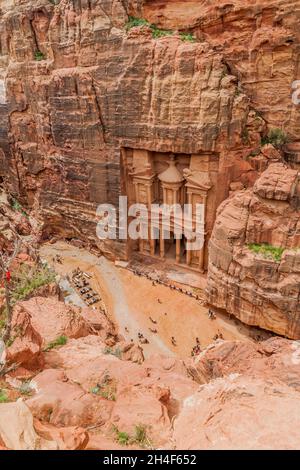 Al Khazneh Tempel das Schatzamt in der antiken Stadt Petra, Jordanien Stockfoto