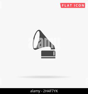 Gramophone Flat Vector Icon. Handgezeichnete Design-Illustrationen. Stock Vektor