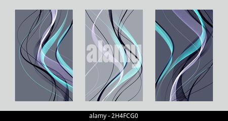 Vektor abstrakte bunte fließende Wellenlinien. Design-Element für Hochzeitseinladung, Grußkarte Stock Vektor