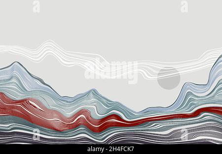 Trendige Landschaft, grafisches Poster, Karten. Vektorgrafik Stock Vektor