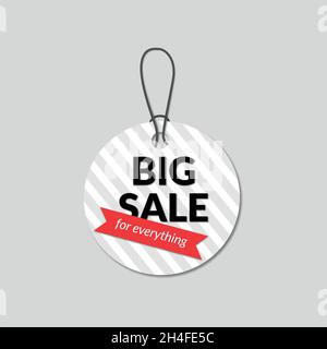Großer Verkauf Runde Hängende Tag. Verkaufsabzeichen. Vektorgrafik Stock Vektor