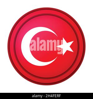Glaskugel mit Flagge der Türkei. Runde Kugel, Vorlagensymbol. Türkisches nationales Symbol. Glänzende realistische Kugel, 3D abstrakte Vektorgrafik Stock Vektor