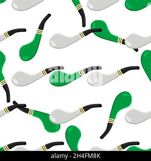 Irischer Feiertag St. Patrick Tag, nahtlose grüne Rauchpfeifen. Muster St. Patrick Day bestehend aus vielen identischen Rauchpfeifen auf weißem Hintergrund. Smo Stock Vektor