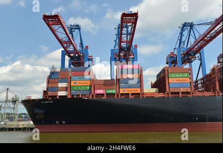 Burchardkai Container Terminal Im Hamburger Hafen Stockfoto