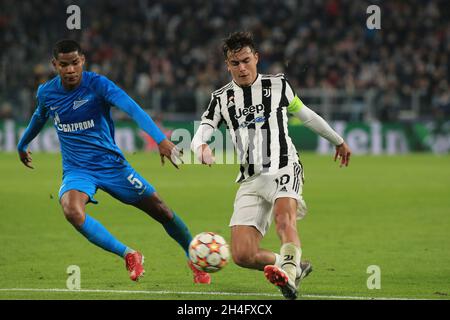 Turin, Italien. November 2021. Allianz Stadium, Turin, Italien, 02. November 2021, Paulo Dybala (Juventus FC) während des FC Juventus gegen Zenit St. Petersburg - UEFA Champions League Fußballspiel Credit: Live Media Publishing Group/Alamy Live News Stockfoto