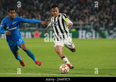 Turin, Italien. November 2021. Allianz Stadium, Turin, Italien, 02. November 2021, Paulo Dybala (Juventus FC) während des FC Juventus gegen Zenit St. Petersburg - UEFA Champions League Fußballspiel Credit: Live Media Publishing Group/Alamy Live News Stockfoto