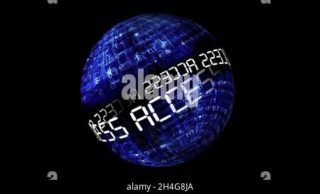 Datenkonzept auf rotierender Kugel aufrufen Stockfoto