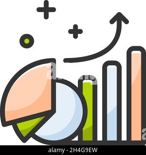 Diagramm-Symbolvektor mit einem auf weißem Hintergrund isolierten Umrissfarbstil. Vektorgrafik Diagramm, Diagramm Zeichen Symbol Symbol Konzept für Unternehmen Stock Vektor