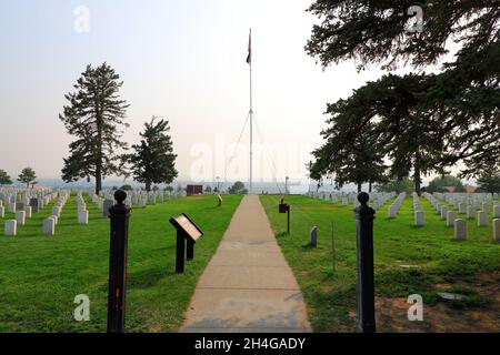 Custer National Cemetery am Little Bighorn Battlefield National Monument.Crow Agency.Montana.USA Stockfoto