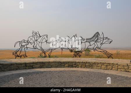 Spirit Warrior Skulptur in Indian Memorial of Little Bighorn Battlefield National Monument.Crow Agency.Montana.USA Stockfoto