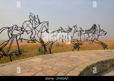 Spirit Warrior Skulptur in Indian Memorial of Little Bighorn Battlefield National Monument.Crow Agency.Montana.USA Stockfoto