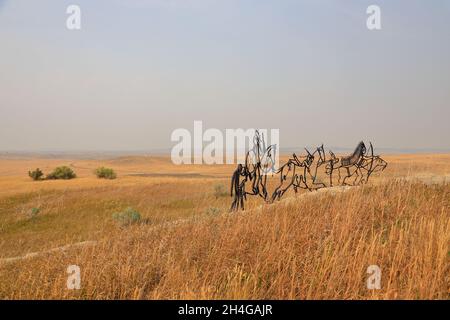 Spirit Warrior Skulptur in Indian Memorial of Little Bighorn Battlefield National Monument.Crow Agency.Montana.USA Stockfoto