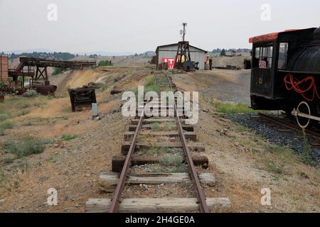 Alte Mine Hof im World Museum of Mining.Butte.Montana.USA Stockfoto