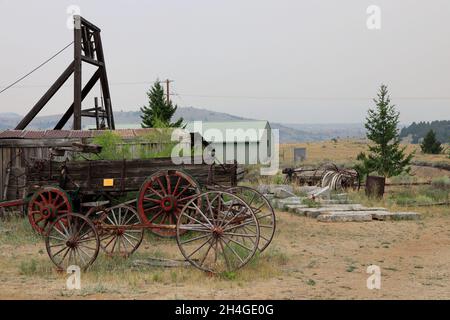 Alte Mine Hof im World Museum of Mining.Butte.Montana.USA Stockfoto