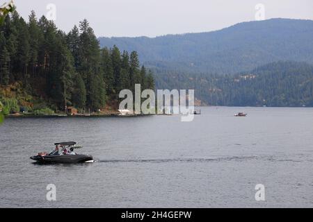 Freizeitboote in Coeur d'Alene Lake.Coeur d'Alene.Idaho.USA Stockfoto