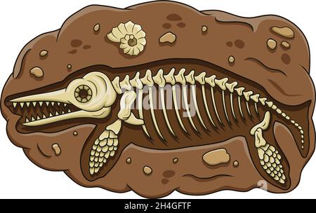 Illustration des Cartoon-Dinosaurier-Fossils Ichthyosaurus Stock Vektor