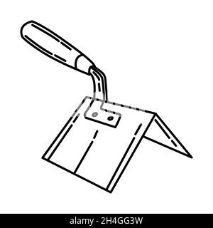 Äußere Eckkelle Teil des Material- und Gerätegeräts des Auftragnehmers handgezeichnetes Symbolset Vektor. Stock Vektor