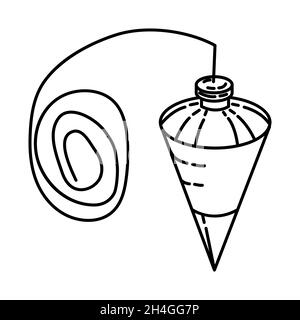 Senklot Bob Teil von Material und Ausrüstung des Auftragnehmers Handgezeichnetes Symbolset Vektor. Stock Vektor