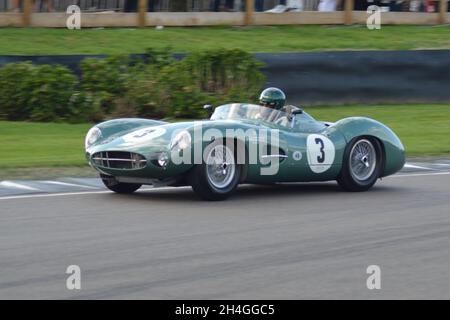 #3 Aston Martin DBR1, 1959, 2992cc, Goodwood Revival gefahren von Wolfgang Friedrichs, 7. September 2018, während des Qualifyings, Sussex Trophy. Stockfoto