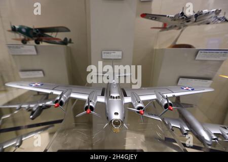 Das Modell der Boeing Y1B-17A Flying Fortress, ein Turbo-Kompressor Bomber Display in der Ausstellung der Boeing 1916-2016 Centennial Feier im Museum of History and Industry.Seattle.Washington.USA Stockfoto