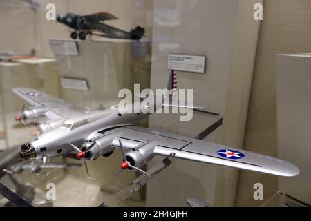 Das Modell der Boeing Y1B-17A Flying Fortress, ein Turbo-Kompressor Bomber Display in der Ausstellung der Boeing 1916-2016 Centennial Feier im Museum of History and Industry.Seattle.Washington.USA Stockfoto