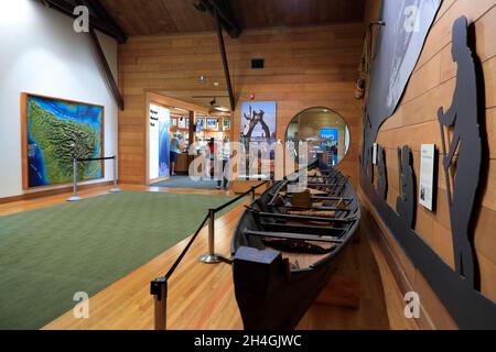 Innenansicht des Besucherzentrums / Wilderness Information Center des Olympic National Park.Port Angeles.Washington.USA Stockfoto