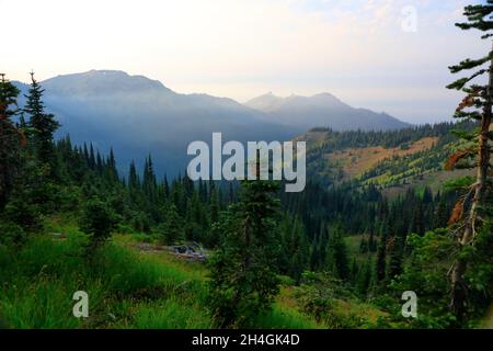 Landschaftlich schöner Blick vom Wanderweg in Richtung kanadische Grenze vom "The Olympic National Park" aus.Washington State.USA Stockfoto