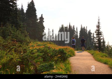 Wanderer auf dem Höhenweg von „The High Ridge“ im Olympic National Park.Washington State.USA Stockfoto