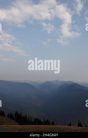 Der Blick auf den Olympic Mountain in der Abenddämmerung von der Turban Ridge im Olympic National Park.Washington State.USA Stockfoto