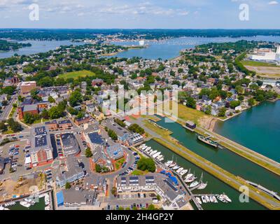 Luftaufnahme des Custom House in Salem Maritime National Historic Site in der Stadt Salem, Massachusetts MA, USA. Stockfoto