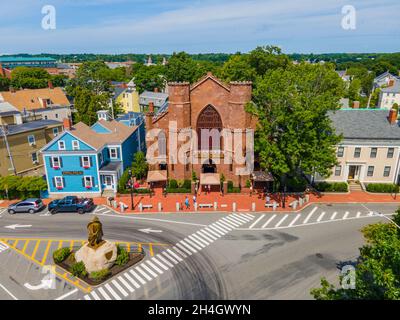 Salem Witch Museum am Washington Square neben Salem Common im historischen Stadtzentrum von Salem, Massachusetts, USA. Stockfoto